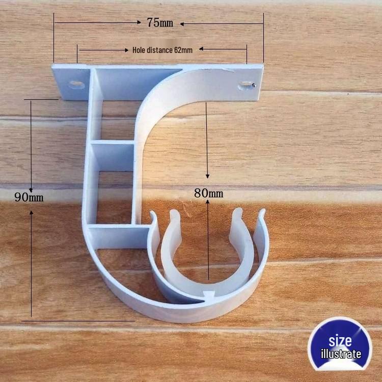 Aluminum Alloy Roman Curtain Rod Bracket - Single Rod, Top Mount, Thickened Metal