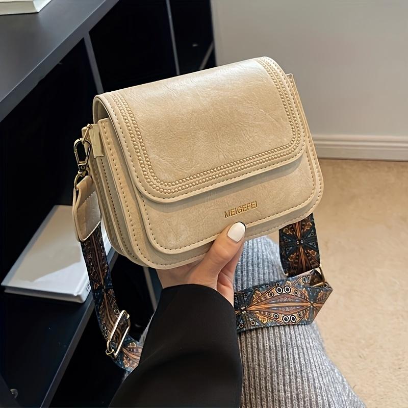 Geantă de tip crossbody mini pătrată, posetă cu clapetă în stil retro pentru femei, geantă de umăr cu mai multe straturi (7,08*5,11*3,14) inch