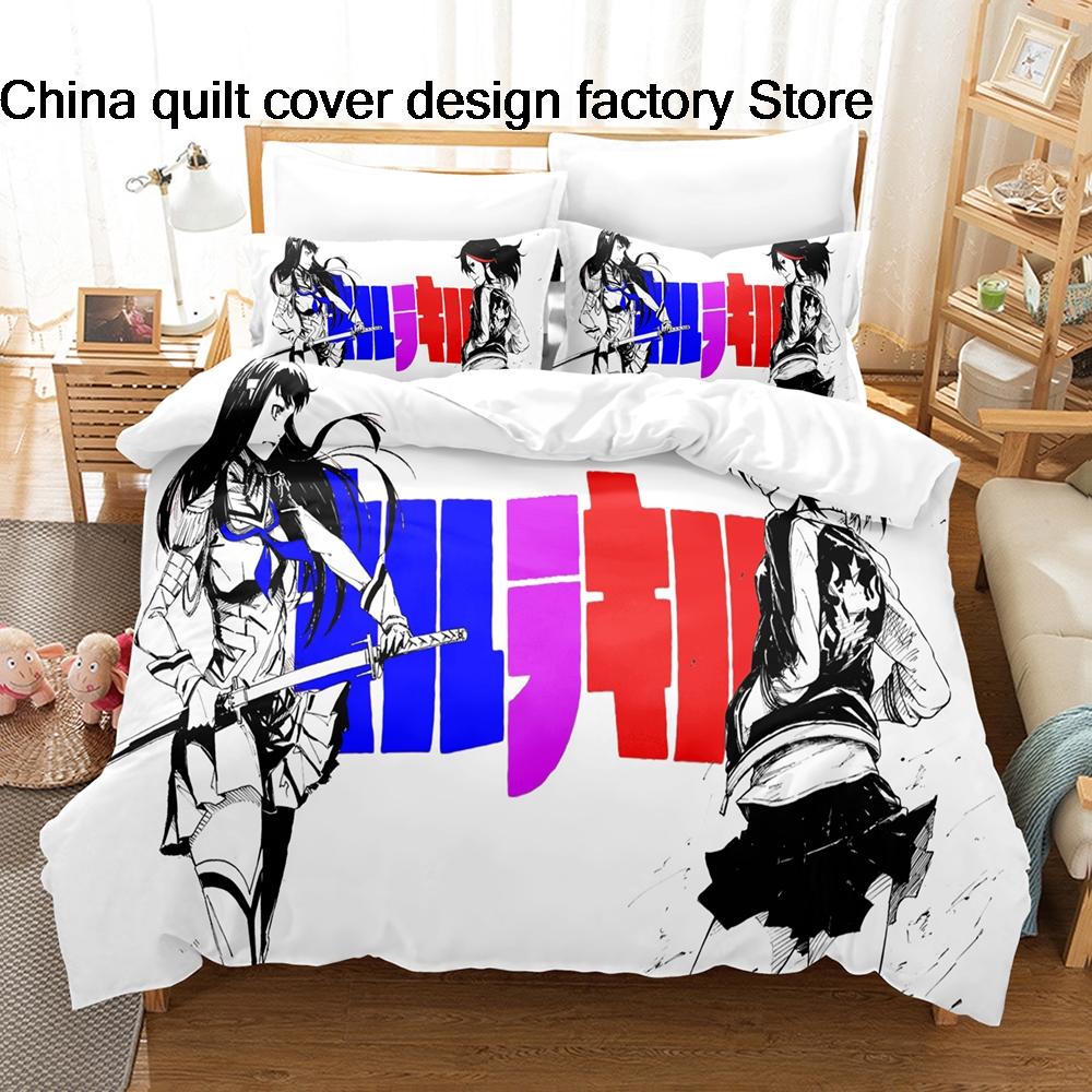 3Pcs Kill La Kill Anime Bedding Set 3D Print Ryuko Matoi Duvet Cover Pillowcases For Teens Fans Room Decor Gift  Bed Linen