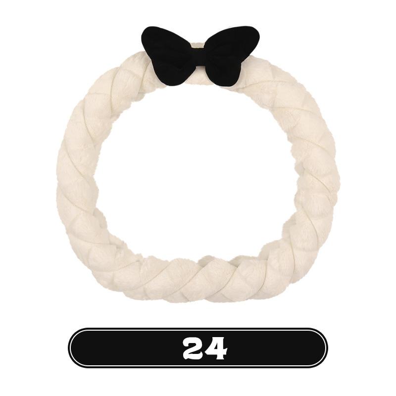 Bowknot Women's Car Seat Cover Winter Plush Warm Girl Cute Car Cushion Bow Headrest Waist Pink Interior Accessories