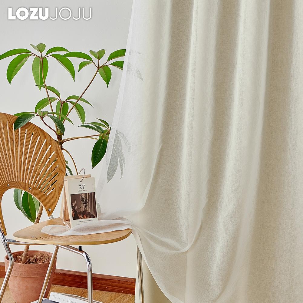 1PC LOZUJOJU 70-80% Blackout Beige Color Blackout Curtains and Sheer Curtains Double-layer Curtains for Living Room Bedroom Window Decor