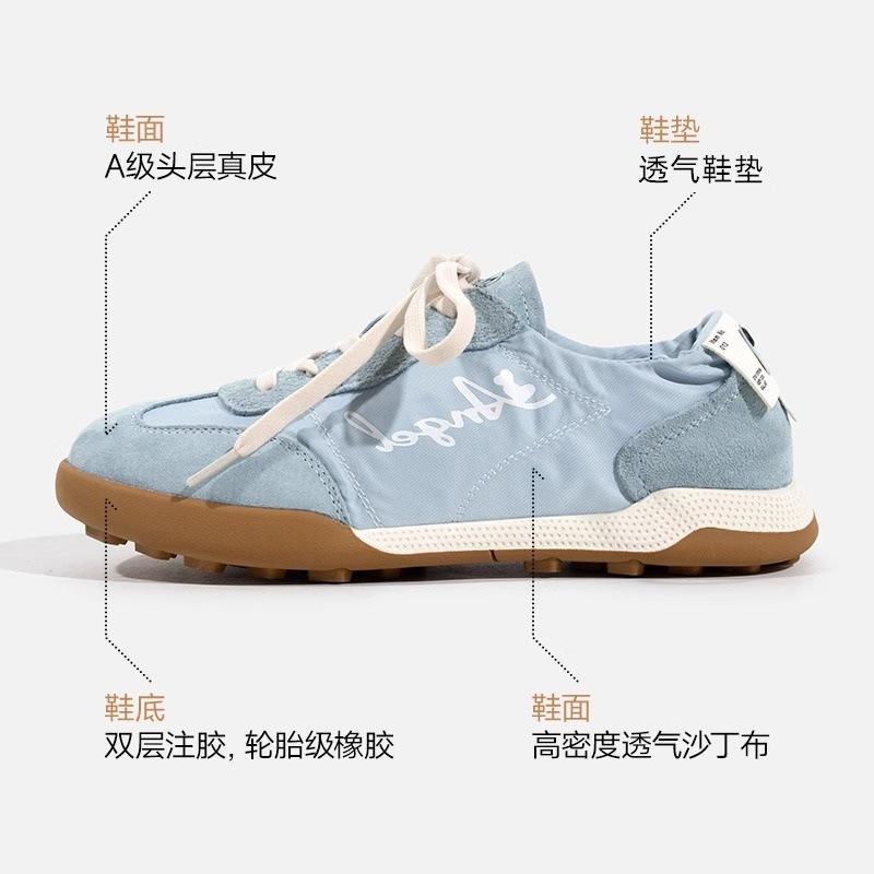 Leather ballet series new women's casual retro sports inner height-increasing white shoes