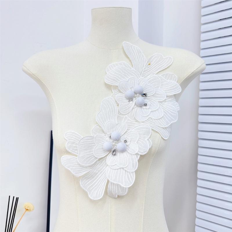 Polyester Flower Brooch Pin 3D Flower Pin Polyester Brooch Elegant Lapel Pin Wedding Dress Corsage for Daily Party Wear