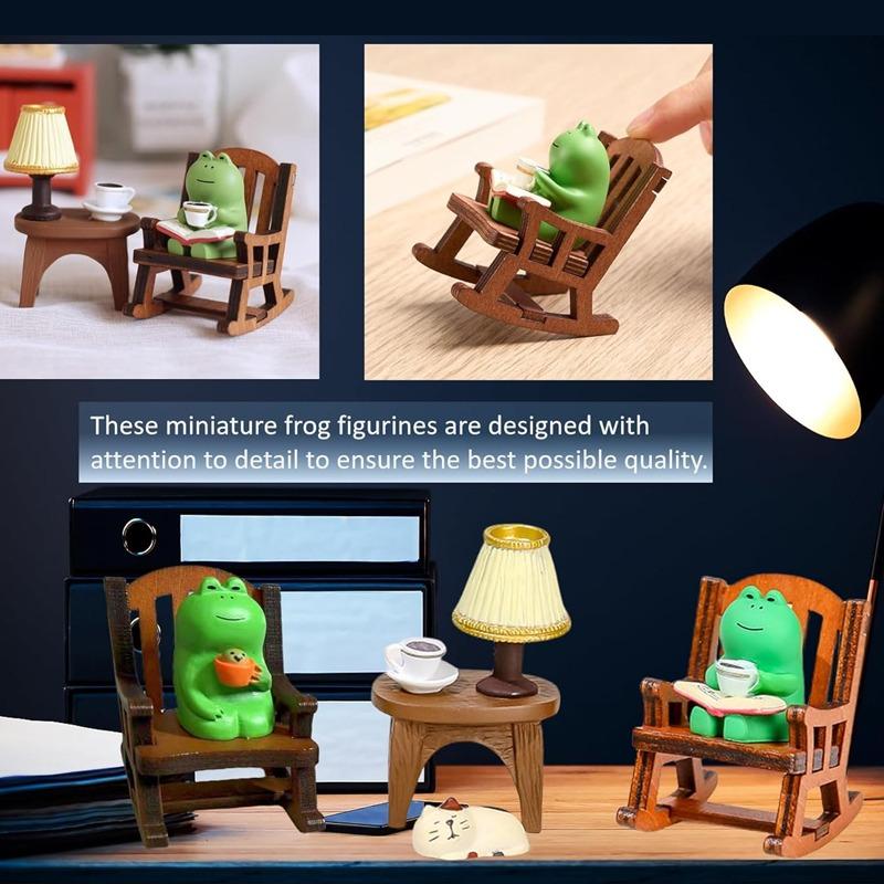 Home Decorations Cute Frog Rocking Chair Miniature Frog Figurines Animal Cat Ornaments for Japanese ZAKKA Frog Figurines