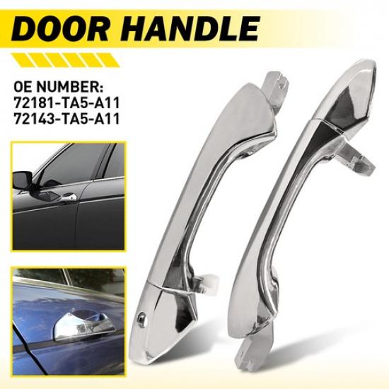 4X Front Right Rear Left Exterior Door Handle Chrome For 2008-2012 Honda Accord