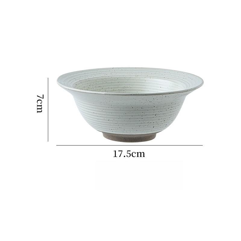 Vintage Japanese Handmade Ceramic Pasta Bowl Set with Coarse Pottery Texture