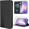 Shockproof Case - BOOLING - for Samsung Galaxy S26 Plus - Black Leather Effect - 2 Tempered Glasses