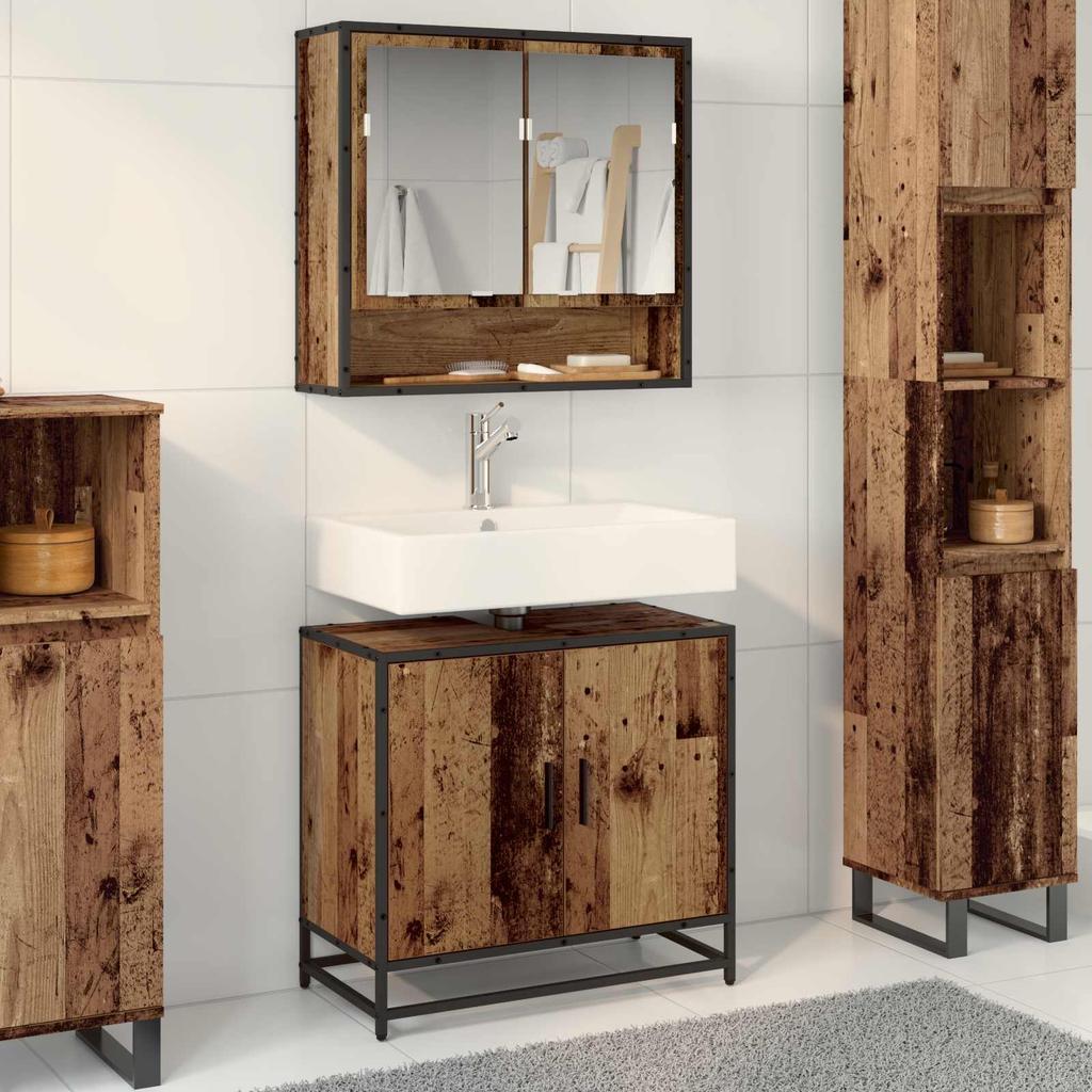 Waschbeckenunterschrank Altholz-Optik 65 x 33 x 60 cm Holzwerkstoff