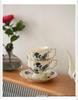 French Retro Blue & White Ceramic Tea Set: Cup, Saucer, Teapot for Elegant Afternoon Tea