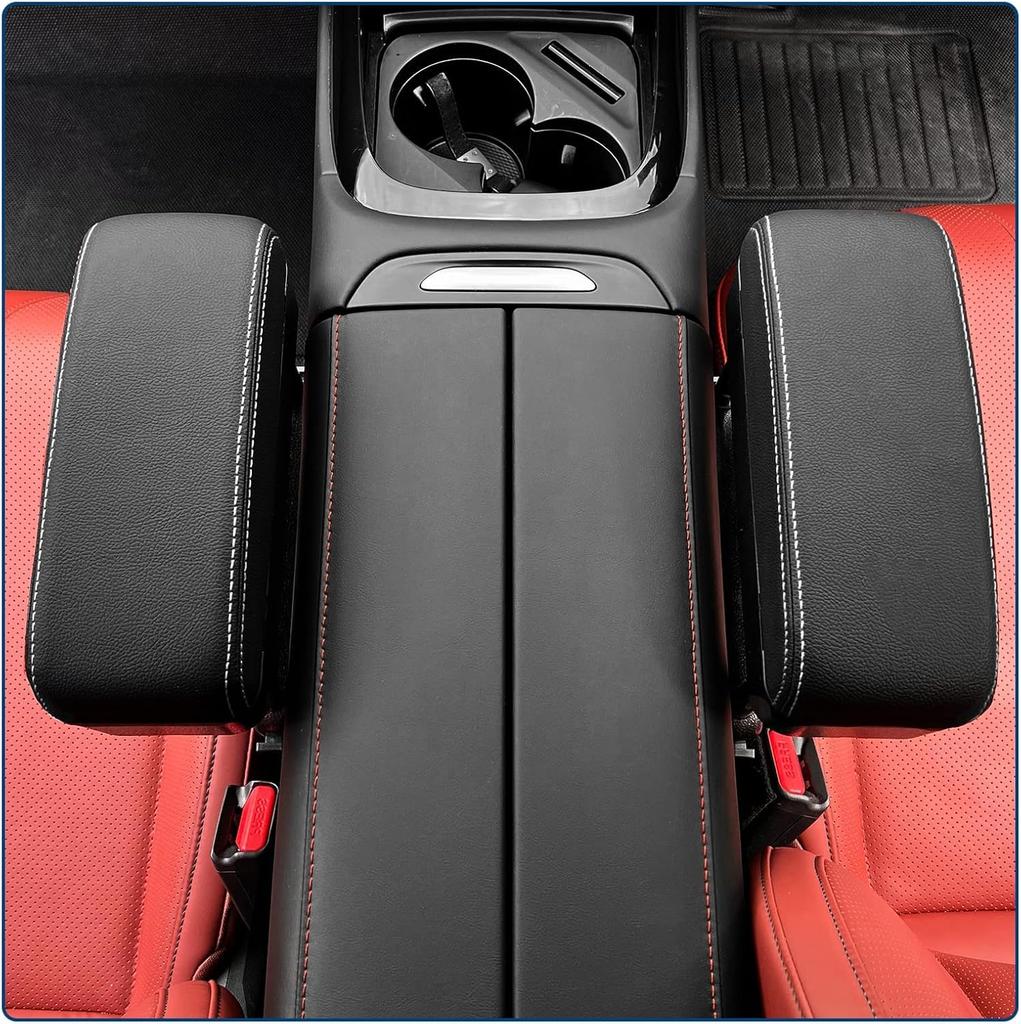 Universal Dedicated Elbow Console Armrest Small Item Easy to Custom Interior Multifunctional Storage White Stitching RUIYAToyota Armrest, Rest, Box,