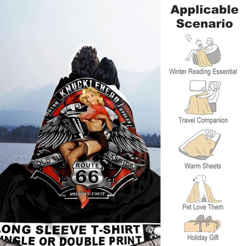 1pc Blanket U.S. Route 66(1) Print Design, Lightweight Blanket for Sofa, Bed- Soft &Warm, Gift for All Seasons like Christmas, Halloween