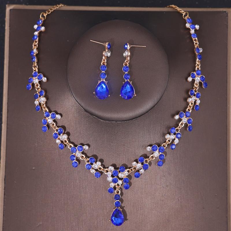 Set de cercei colier coroană de cristal de lux Set de bijuterii de mireasă cu strasuri Accesorii de păr pentru nuntă de mireasă Set de tiare pentru coroană