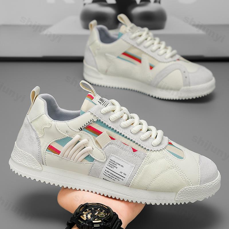 Fashion Large Size Men's White Sneakers Autumn Comfortable Non Slip Running Shoes Luxury Soft Sole Fashion Lace Up Outdoor Casual Shoes