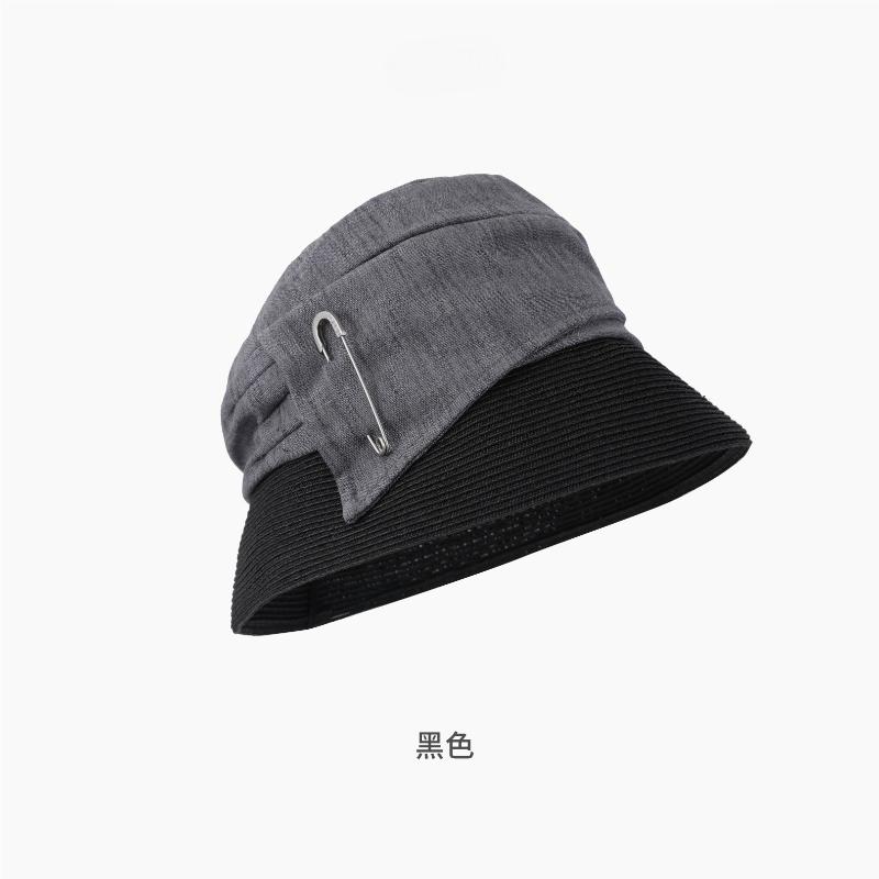 

Sun Hats for Women Gardening Hat Wide Brim Ponytail Beach Sun Protection Breathable Cotton Summer Hat with Fold-Up Brim 56-58CM чорний