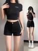 Petite High-Waisted Black Denim Hip-Lifting Shorts - Sexy Spring/Summer 2026 Collection