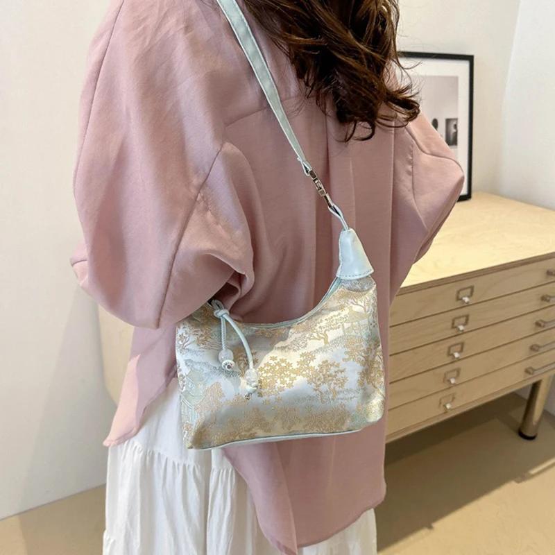 Chinese Style Fine Embroidery Ladies Handbags Fashion Shoulder Bag Crossbody Daily Party Tote Handbag for Women