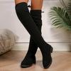 TEMU Women's Boots Women's Knee Boots Lace-up Foot Slim-fit Walking Boots Round Head