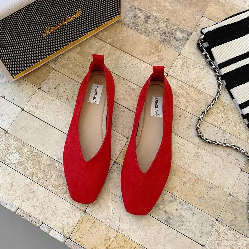 

Women s Square Toe Vintage Flats Soft Loafers Comfortable Leather Ballet Shoes for Female Dress Shoes Mujer 2026 New 35