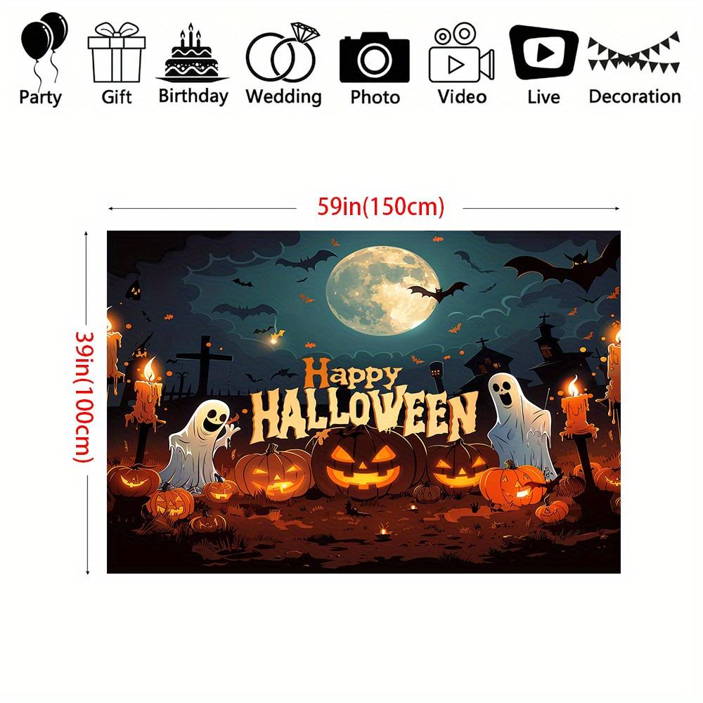 Halloween Banner - No Power Required Full Moon Witch Pumpkin Bat Design Multi Functional Outdoor Scene Party Decoration
