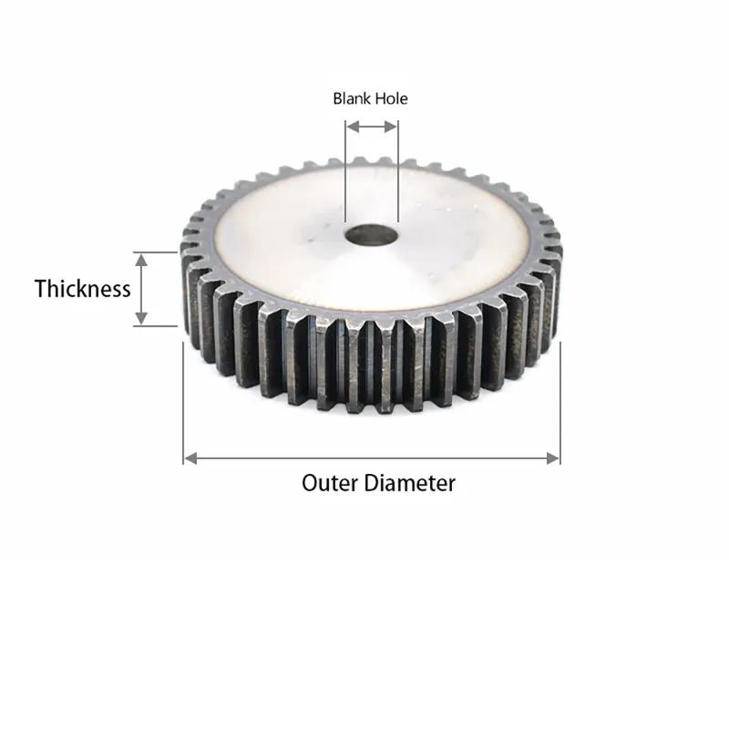 1Pc 2.5 Mod 45#Steel Cylindrical Gear Tooth Metal Transmission Gear Positive Gear 12T-27T Processing Sprocket Teeth Dia35-72.5mm