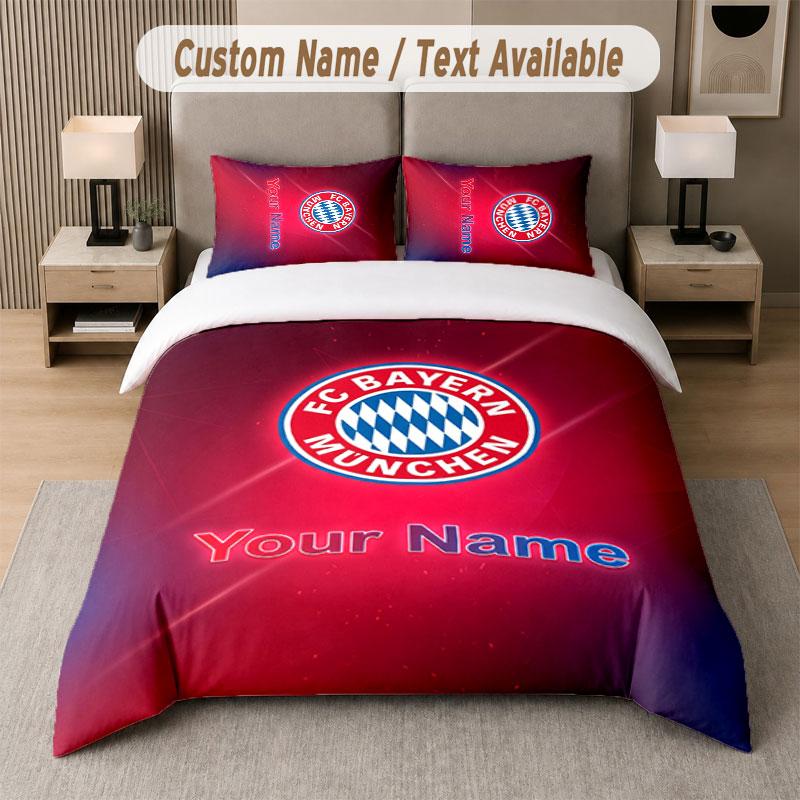 Vlastní povlečení Vzor Bayern Mnichov, Potisk Jména Textu 1 Povlak na přikrývku plus 2 Povlaky na polštář Domácí textil