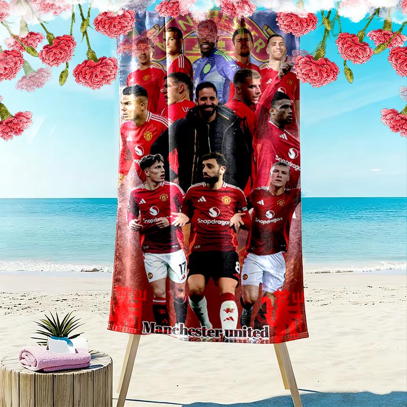 1pz Telo Mare Manchester United Manchester City, Morbido Telo Mare Adatto per Spiaggia Nuoto, Campeggio all'Aperto e Viaggi