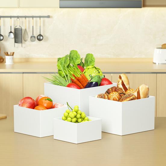 6Pcs Buffet Risers Food Display Risers Multipurpose Stackable Display Stand Cube Box Nesting Riser with Hollow Bottoms