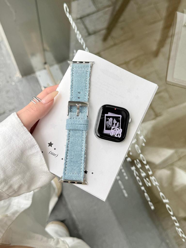 Compatible Denim Leather Band for Apple Watch Series S11, S10, iWatch 9876SE, Huawei FIT4, Xiaomi 9 Pro