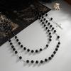 Fashion Cross Pendant Trouser Chain, Cold Style Imitation Pearl Beaded Fringed Waist Chain Pendant
