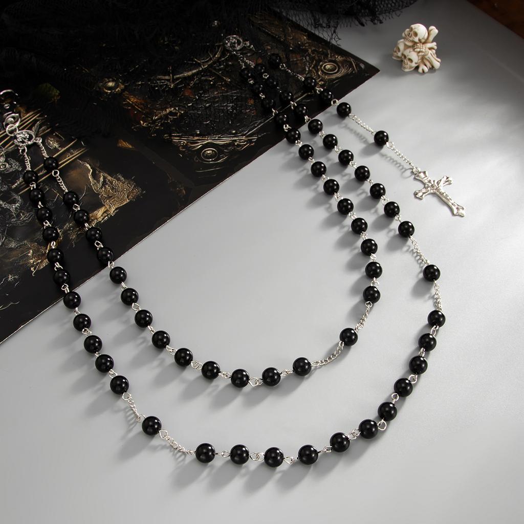 Fashion Cross Pendant Trouser Chain, Cold Style Imitation Pearl Beaded Fringed Waist Chain Pendant