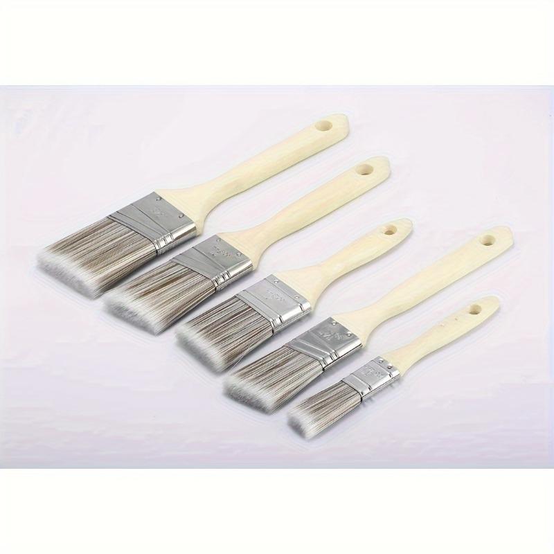 5pcs Professional Grade Synthetic Fiber Bristle Paint Brushes Set - Wooden Handles for Wall Cabinet and Fence Detail Work