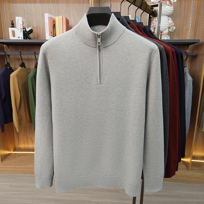 2025 Herbst/Winter Herren Warmer Wollstrickpullover mit halbem Stehkragen