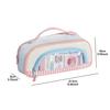 Cute Checkered Window Pencil Case with Handle Multilayer Large Capacity Storage Pouch Contrast Color Design Multi-Function A3224
