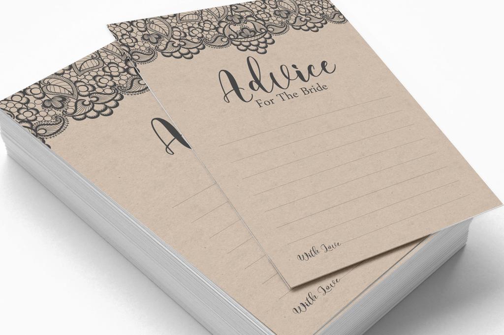 Inkdotpot Victorian Black Lace KraftA Advice And Wishes Set Of 50 Bridal Shower Advice Game