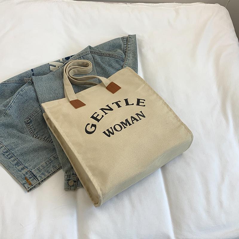 Large capacity canvas bag women's 2025 autumn and winter casual fashion shoulder bag alphabet commuter class tote bag