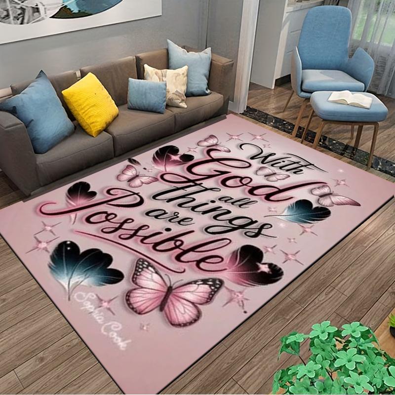 With God All Things Are Possible Non-slip Rug Suitable for Living Room and Bedroom Sofas