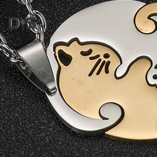 1 Pereche Colier Cuplu Pisică Îmbrățișându-se Pandantiv Asortat Colier Choker Prieteni Părinți Colier cu Farmec Bijuterii Cadou