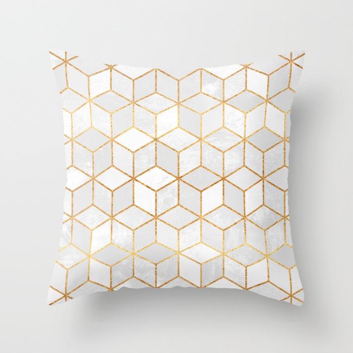 20 New Pink Marble Geometric Pillowcase Marble Velvet Sofa Cushion Cover
