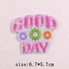 Pink Cartoon Embroidery Patch Iron On Patches For Clothing Flower Letters Patches On Clothes Sewing Fusible Patch Applique Decor