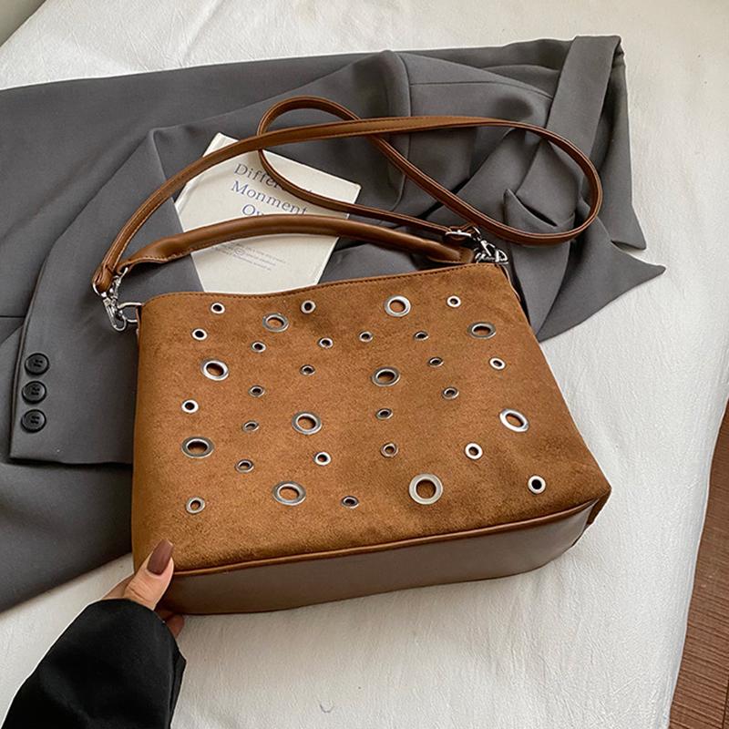 Yogodlns Vintage Suede Bag for Women New Large Capacity High-grade Commute Underarm Bags Fashion Niche Rectangle Handbag