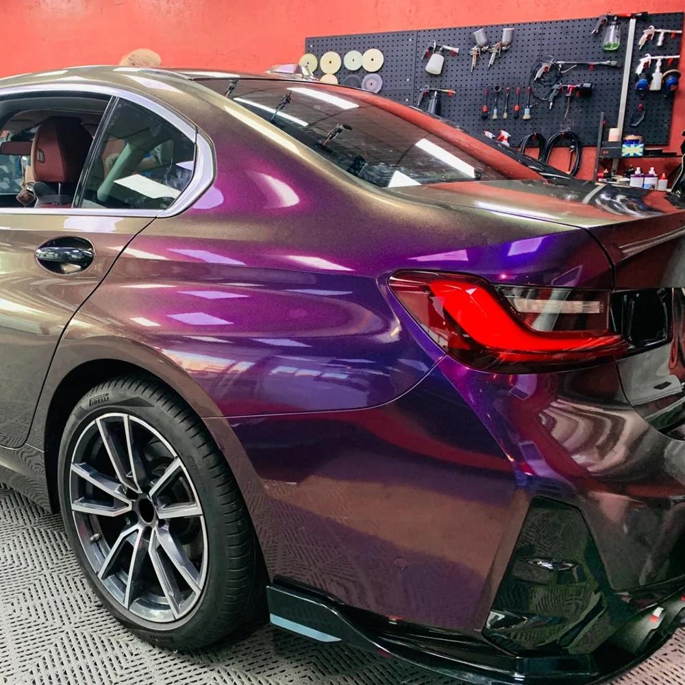 Car Sticker Diamond Purple&Gold Wrapping Vinyl Film Color Change Film PET Bubble Free Decals Car Sticker Interior Exterior