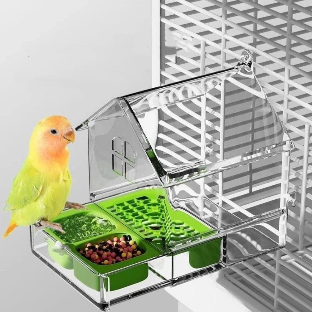 Transparent Bird Feeding Bowl Prevent Scattering Bird Bath Hanging Parrot Feeder Easy To Clean
