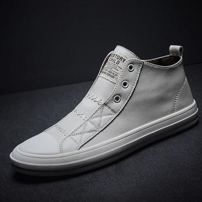 Zapatos de Cuero Genuino 100% Hombre Zapatillas de Moda de Caña Alta Planas Marca Zapatos Negros Blancos Calzado Cool Street Joven Masculino D233