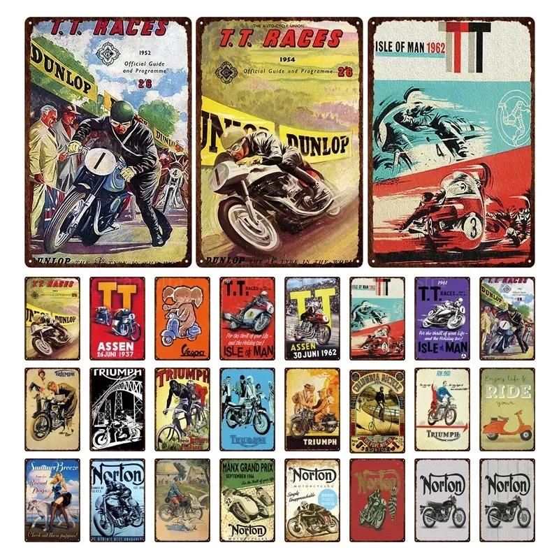 Vintage Norton Motorcycle Metal Poster Retro Plaque Wall Art Painting Plate Bar Garage Decor Vintage Tin Sign Home Decor Poster