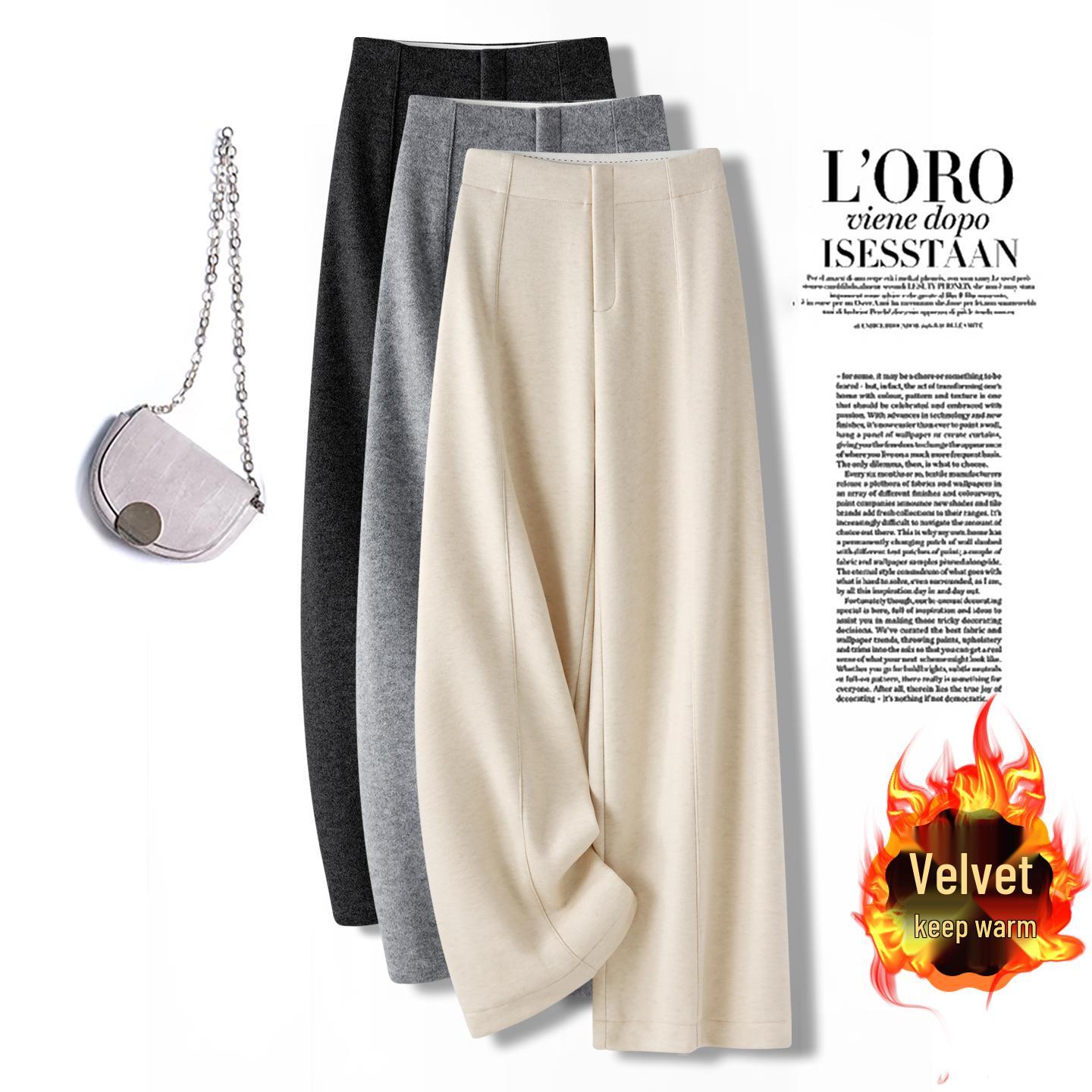 

Women s Winter 2025 High-Waisted Wide-Leg Drape Pants - Petite, Slimming, Versatile, Long Size 30 темно-серого