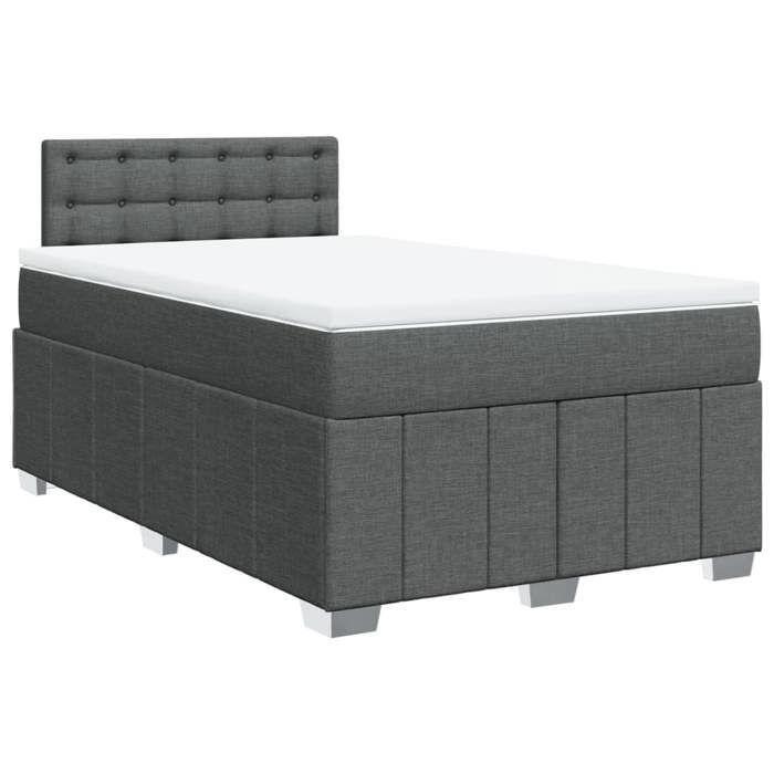 VidaXL Sommier à lattes de lit avec matelas Gris foncé 120x200cm Tissu 3287050