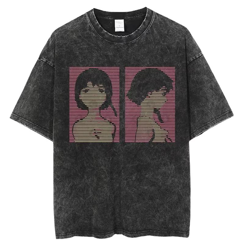 

Short Sleeved Round Neck Yk Tshirt Unisex Clothing New in Top Tees Unisexs TShirt Anime Serial ExperiUnisexts Lain Vintage Washed 2XL