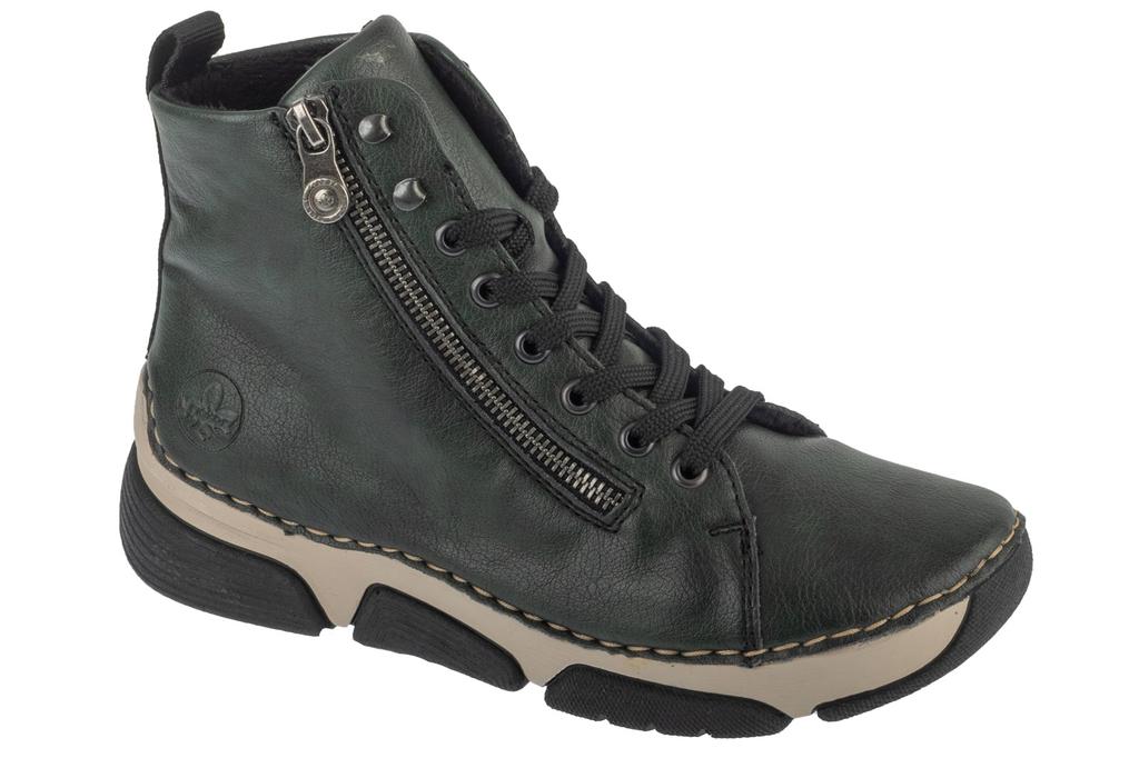 RIEKER Booties, Womens Green Lace-up Shoes