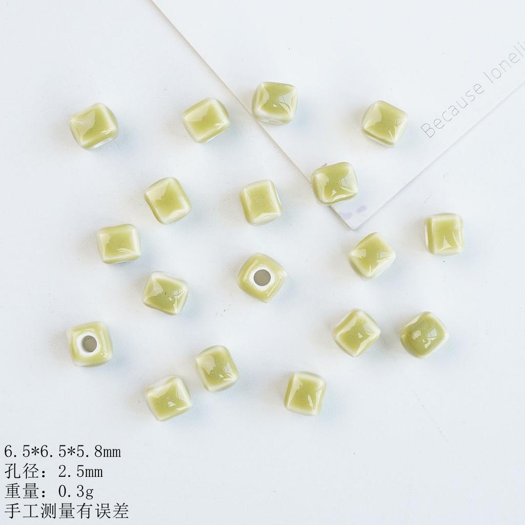 Small square loose beads handmade DIY bead material ceramic necklace bracelet beaded accessories
