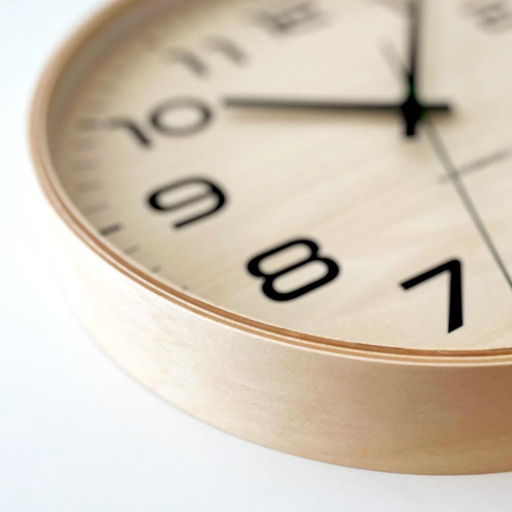 KATOMOKU Plywood Clock 23 Natural Wall Clock with Continuous Second Hand Controlled km-145NARC 304mm (radio Clock)